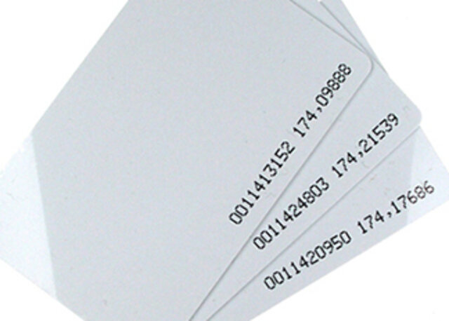 Plain white proximity access cards